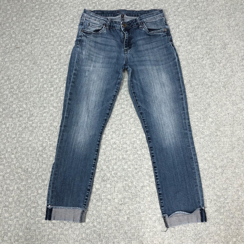 KUT From The Kloth Skinny Jeans Womens 6 Blue Medium Wash Ankle Raw Hem Norm